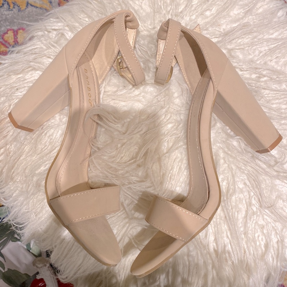 Bamboo nude block heels